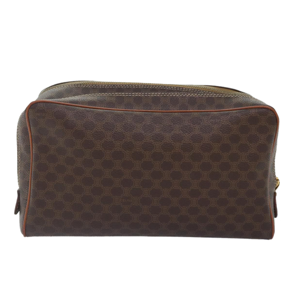 CELINE Macadam Canvas Clutch Bag PVC Leather Brown Gold Auth mr528 - Picture 2 of 16